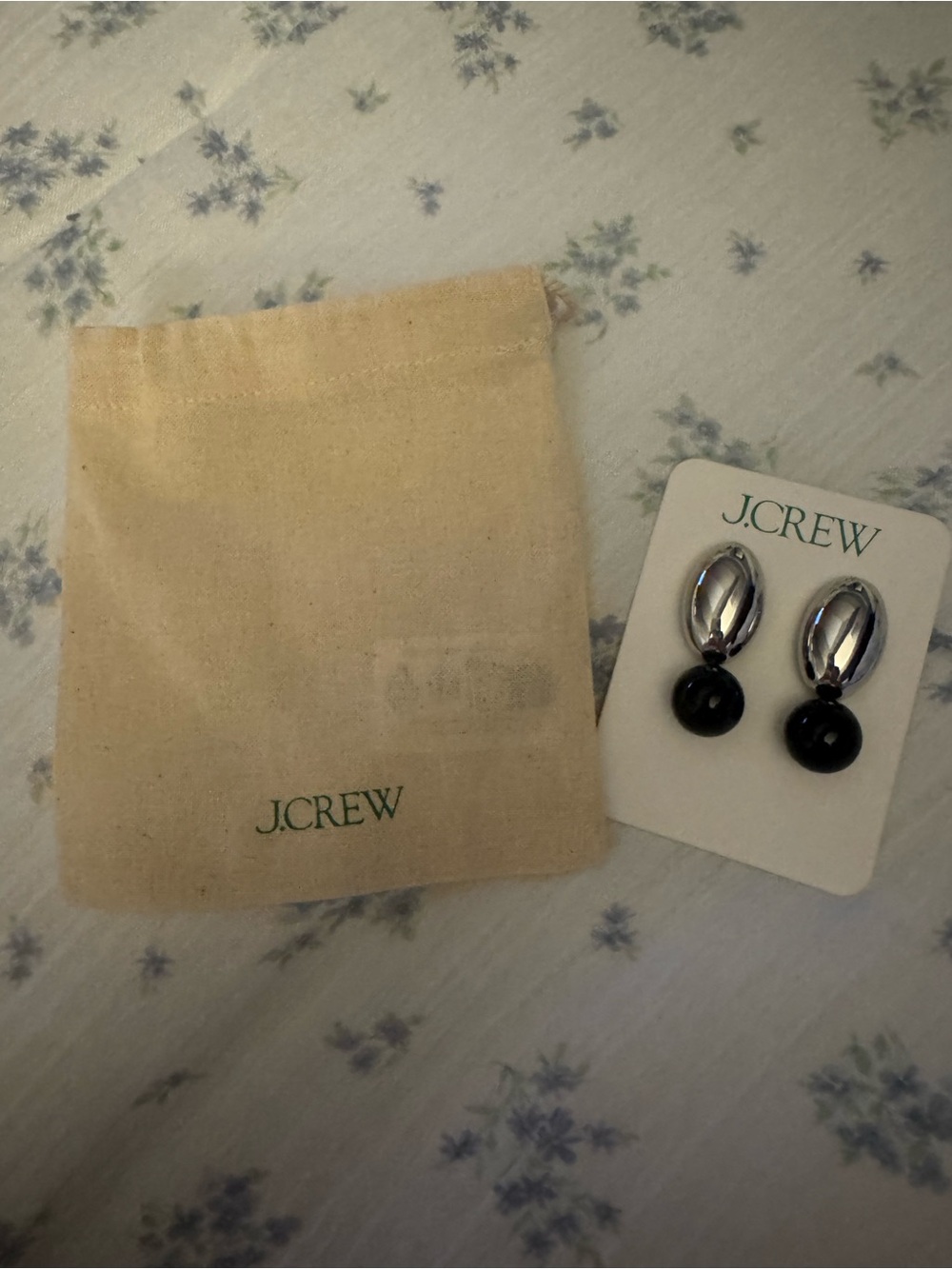 J. Crew Black and Silver Drop Pearl Disc Earrings - Picture 3 of 5